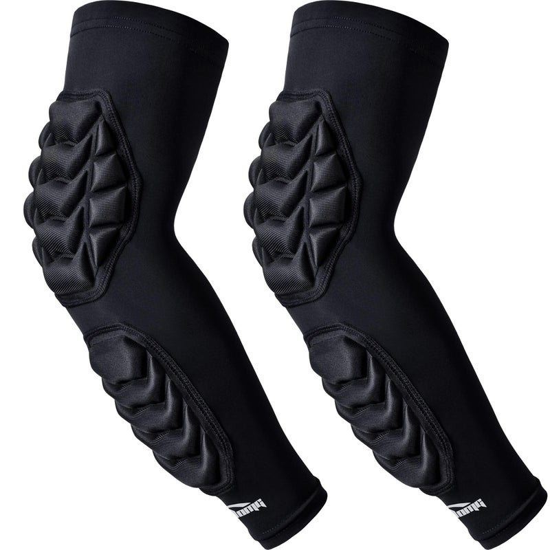 COOLOMG Football Arm Pads Padded Forearm Elbow Sleeves Protection Support for Basketball Volleyball Youth, Adult Black S - Image 1