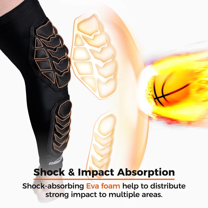 COOLOMG Football Arm Pads Padded Forearm Elbow Sleeves Protection Support for Basketball Volleyball Youth, Adult Black S - Image 4