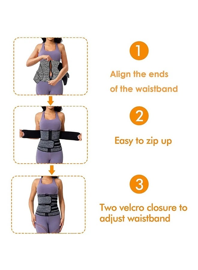 Bincoo Adjustable Waist Trainer for Women, Slimming Belt  with Tummy Sauna Bandage Wrap and Zipper, With Waist Trimmer Belt Belly Body Shaper Compression Wrap, Plus Size Corset Waist Trainer for Women and Men ,  (M) Gray - Image 4