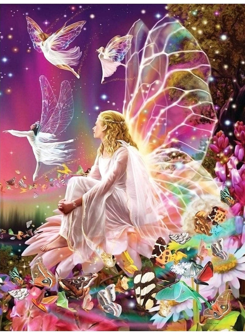 Zikra DIY Painting Kits,  5D Resin Full Drill Diamond Butterfly Fairy Diamond Mosaic Craft Full Diamond Painting Kit by Numbers Diamonds Painting Kits for Kids DIY for Gift and Home Wall Decor - Image 1
