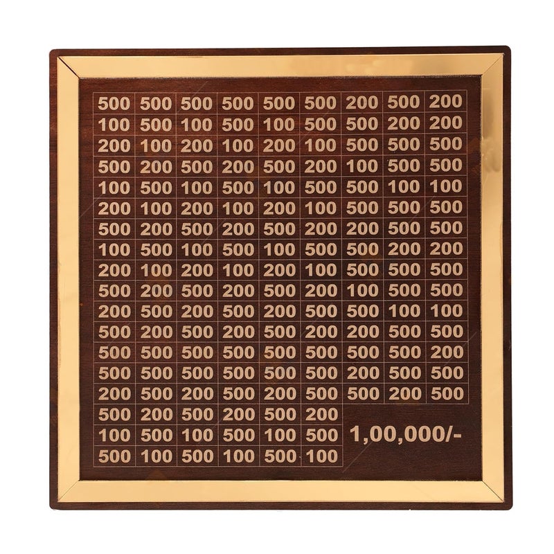 Glancestore Golden Frame Wooden Money Saving Box with Savings Chart 1 Lakh Rupee Tracker Wooden Piggy Bank for Kids Adults Coin Box with Carved Design Savings Box Mini Bank Donation BoxEducational - Image 5