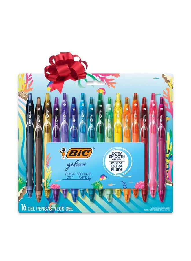Bic BIC Gelocity Quick Dry Ocean Themed Gel Pens, Fast-Drying Ink and Comfortable Full Barrel Grip, Medium Point (0.7mm), 16-Count Gift Set in Assorted Colors - Image 1