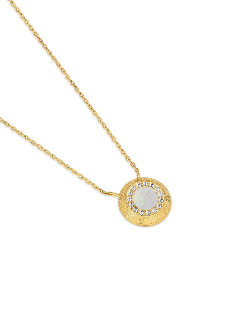 Guy Laroche Victoria Gold Plated White Mother-of-pearl and Crystals Necklace for Women 500mm - Image 1