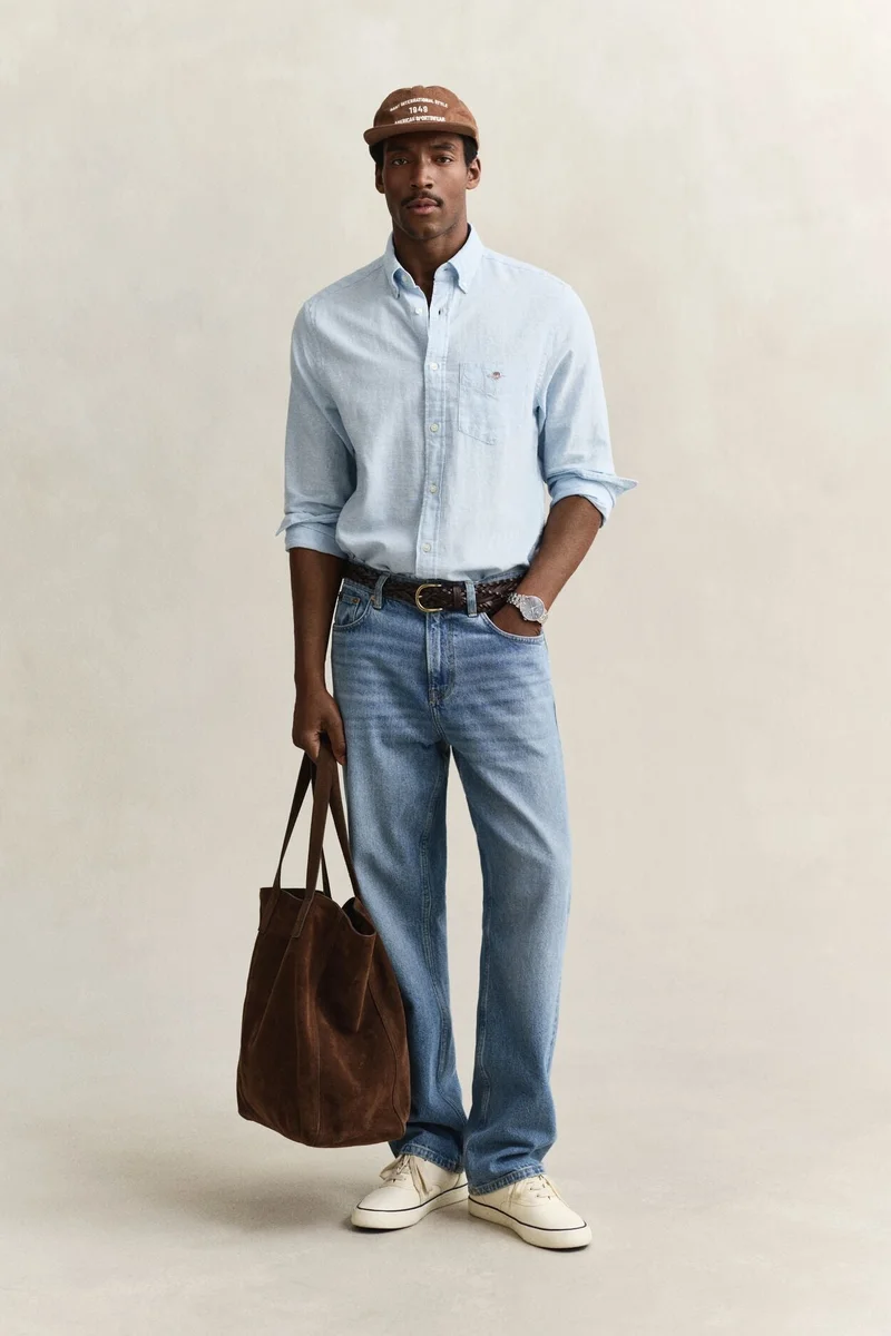 GANT  Regular Cotton Linen Shirt for Men | Best Price UAE