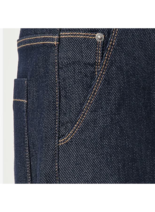 Markless Natural Color Jeans Men's Autumn Winter Textured Pants 1031 Denim Blue Fleece Lined Size 33 - Image 3