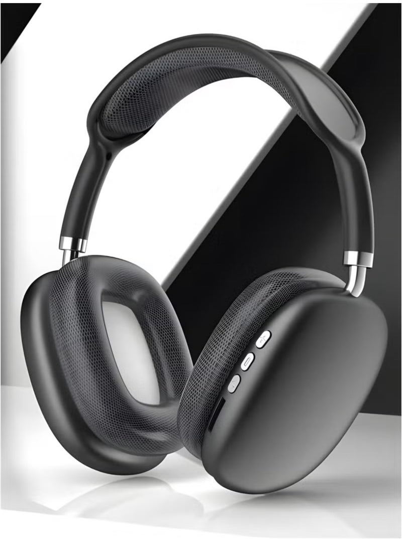 بي 9 سماعة رأس لاسلكية P9 تعمل بتقنية البلوتوث فوق الأذن مزودة بميكروفون أسود/فضي - Image 2