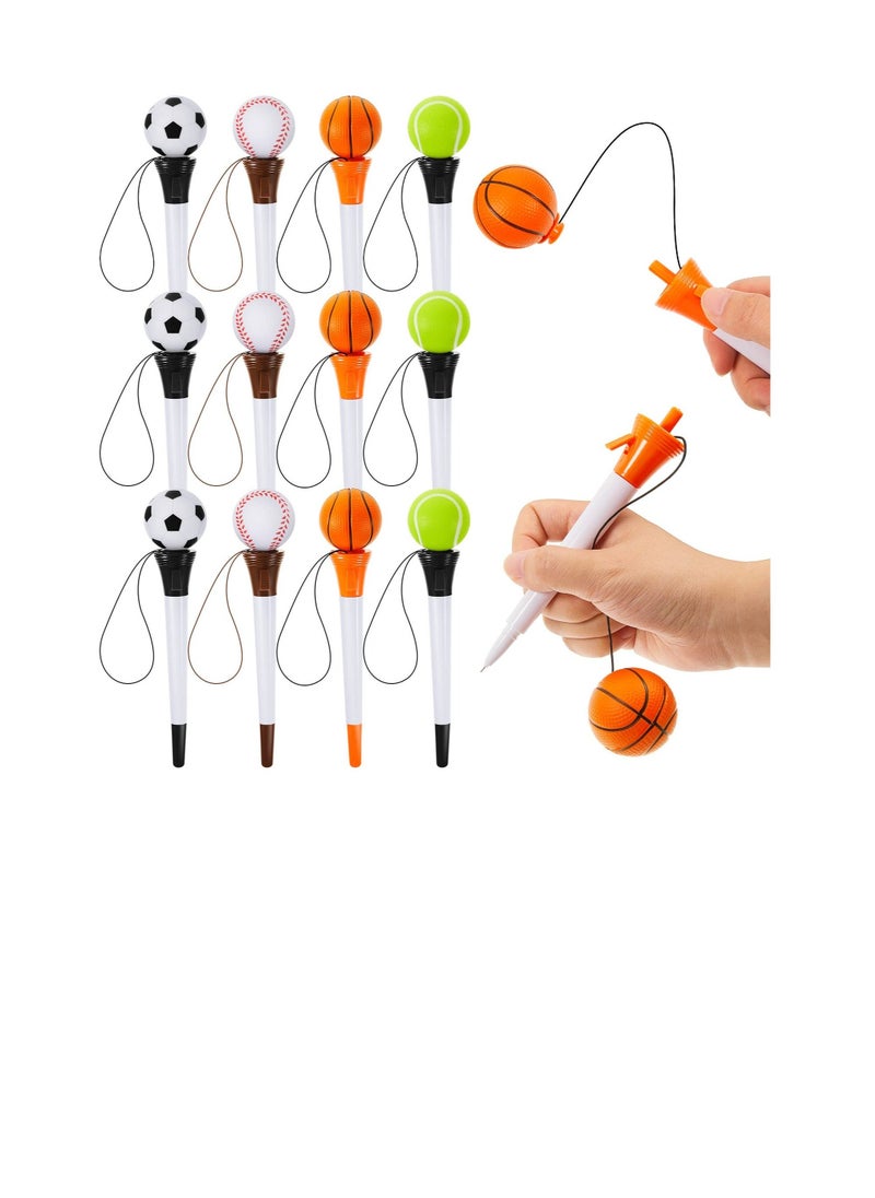 Y&D 12 Pcs Ballpoint Pens, Baseball Football Tennis Soccer Sports Novelty Pens for Kids, Funny Student Themed Party Favors  - Image 1