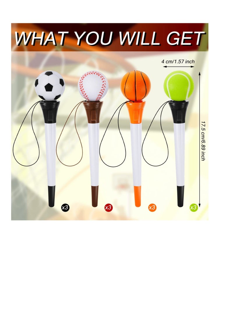 Y&D 12 Pcs Ballpoint Pens, Baseball Football Tennis Soccer Sports Novelty Pens for Kids, Funny Student Themed Party Favors  - Image 2
