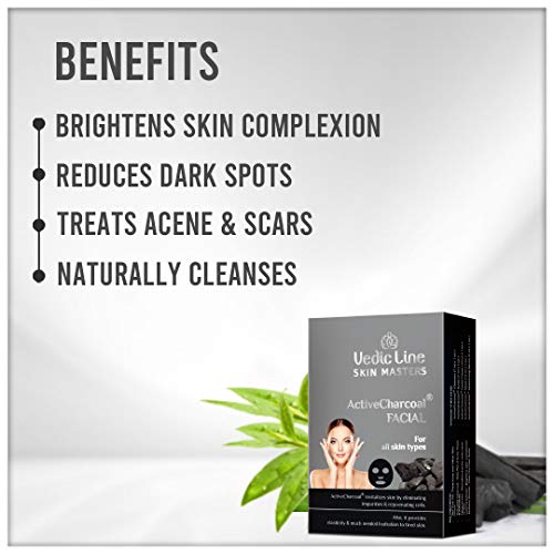 Vedic Line Vedicline Skin Master Active Charcoal Facial Kit, Reduce Blackheads, Pimples & Acne with Tea Tree and Charcoal for Clear & Glowing Skin, 390ml - Image 4