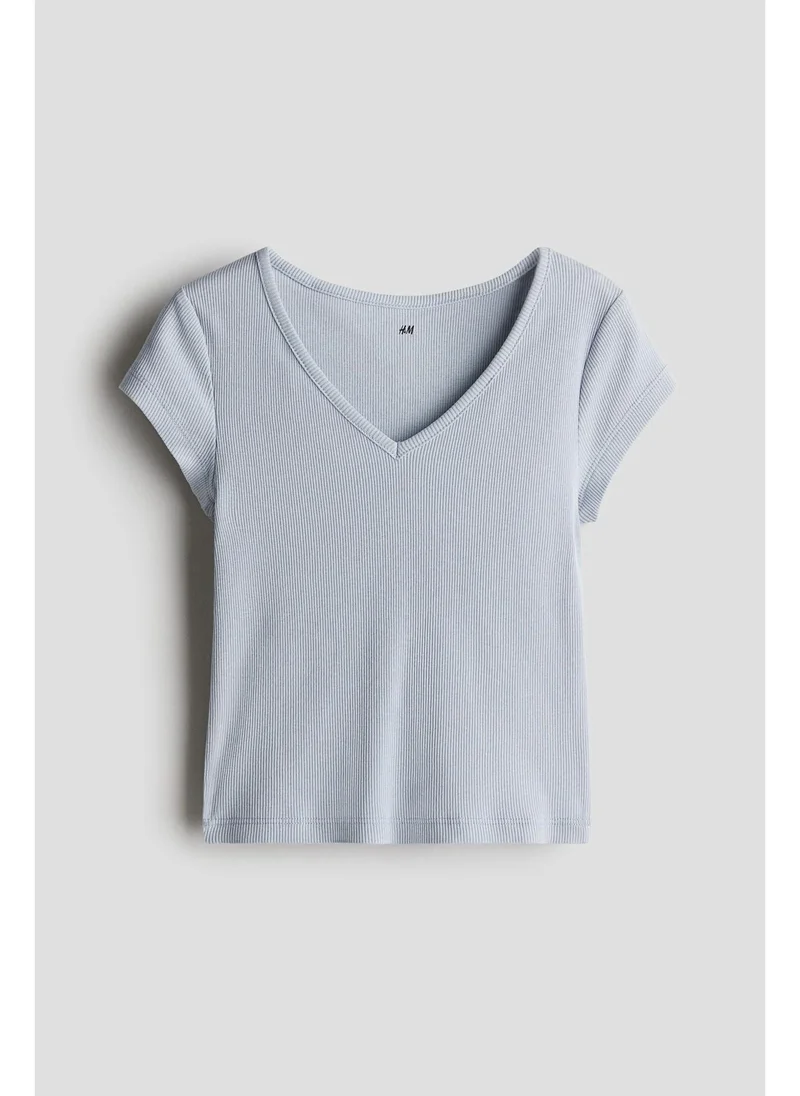 اتش اند ام Ribbed cotton jersey top