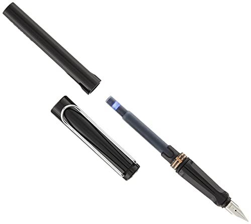 Lamy Safari Fountain Pen (19F) Black + 5 Black Ink Cartridges, (Model: L19BKF) - Image 2