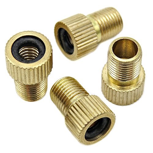 Bike Bits Brass Presta Valve Adapter - Convert Presta to Schrader - Inflate Tire Using Standard Pump or Air Compressor (4 Pack) - Image 1