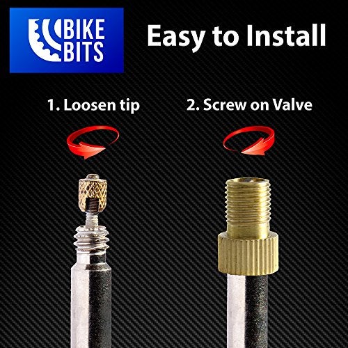 Bike Bits Brass Presta Valve Adapter - Convert Presta to Schrader - Inflate Tire Using Standard Pump or Air Compressor (4 Pack) - Image 3