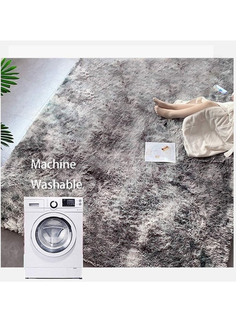 KYD Soft Rugs Fluffy Carpets Tie-Dye Rugs for Living Room Bedroom Nursery Home Decor Non-Slip Machine Washable Carpet Home Decorative Carpet 120x120 cm Khaki - Image 5