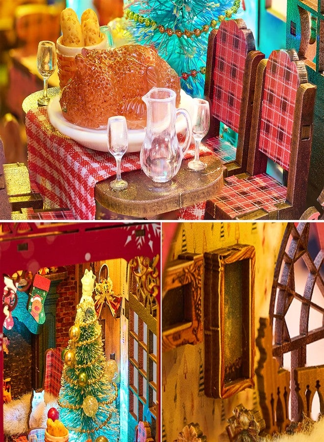 Spilay DIY Book Nook Kit,DIY Dollhouse Booknook Bookshelf Insert Decor Alley,Bookends Model Build kit,Handmade Crafts Gifts-K058 (Song of The Snowy Night) - Image 5
