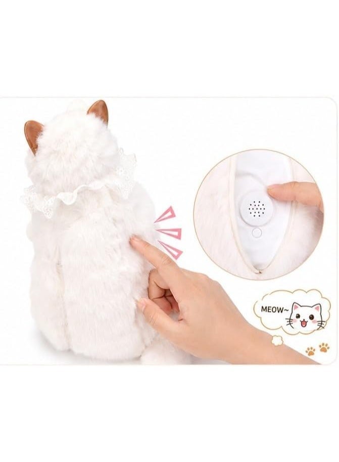 Realistic Plush Cat Backpack for Women & Girls, Cute 3D Animal Kitten Shoulder Sling Bag, Soft Faux Fur Stuffed Cat Crossbody Bag for Travel, Cosplay & Novelty Gifting - Pure White - Image 2