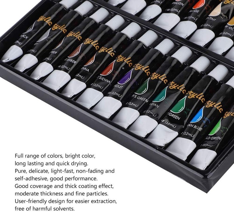MURCY Acrylic Paint Set - 24 Pack of 12ml Craft Colors for Endless Artistic Adventures on Wood, Canvas, Fabric, and Ceramics! (24 Pack Of 12Ml) - Image 4