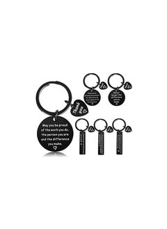 6 Pieces Thank You Keychains - Perfect Gifts Appreciation Keychain Make a Difference for Coworker Nurse Teacher（Black）