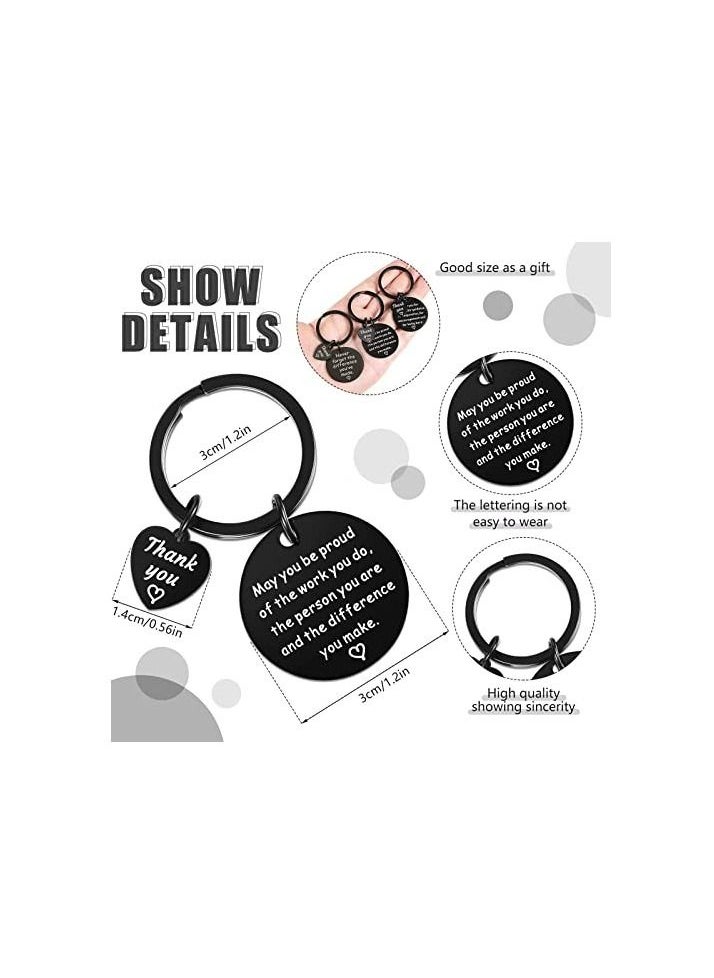 SYOSI - 6 Pieces Thank You Keychains - Perfect Gifts Appreciation Keychain Make a Difference for Coworker Nurse Teacher（Black） - Image 1