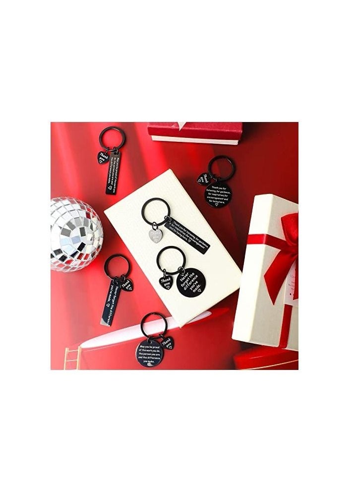 SYOSI - 6 Pieces Thank You Keychains - Perfect Gifts Appreciation Keychain Make a Difference for Coworker Nurse Teacher（Black） - Image 1