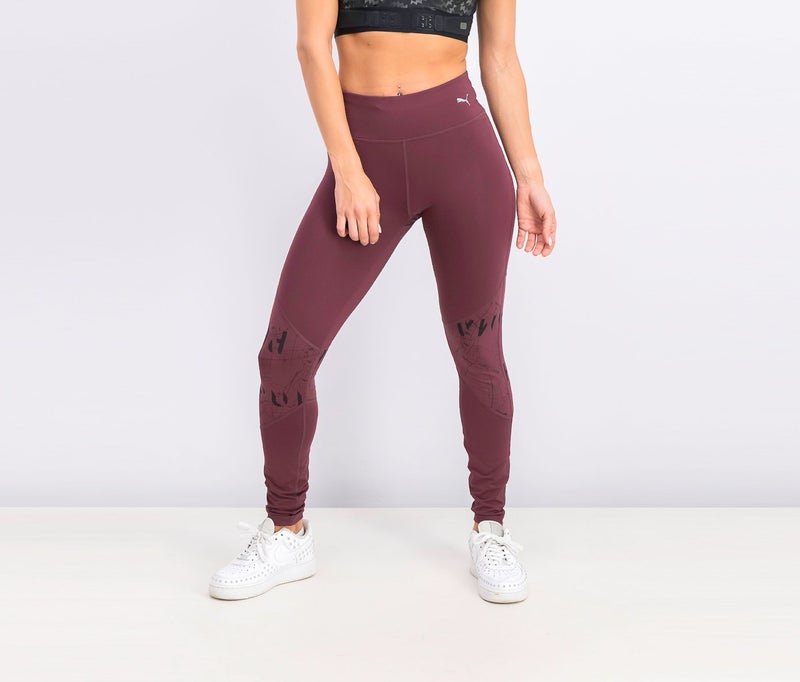 PUMA Womens Graphic Full Tights, Vineyard - Image 1