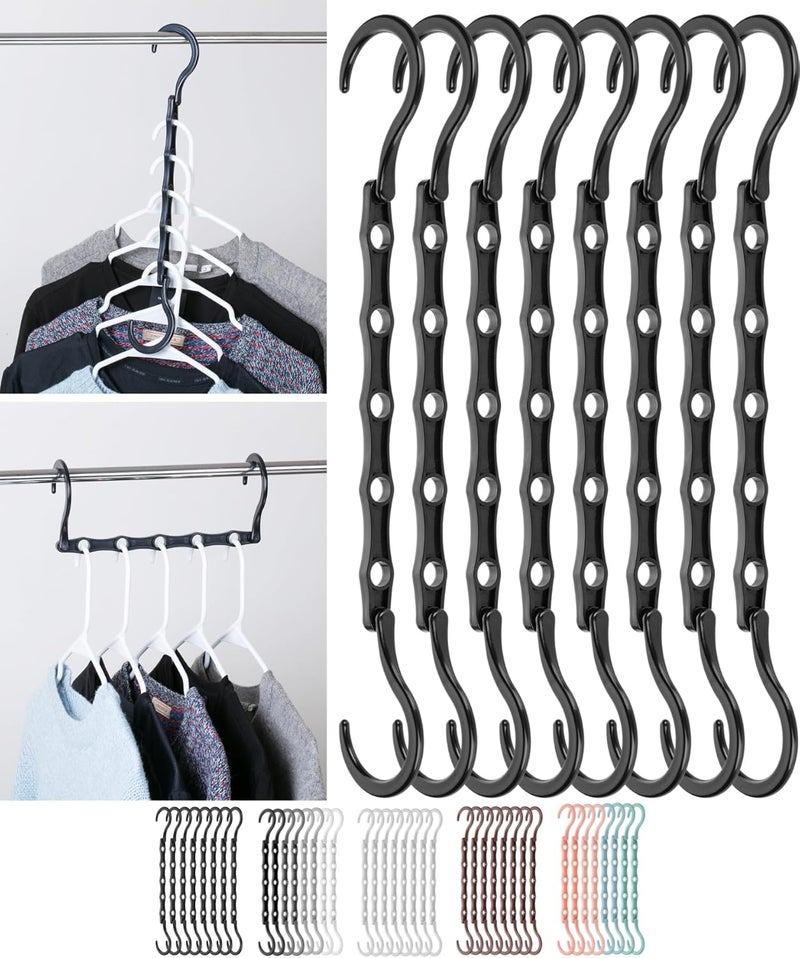 Mr. Pen Space Saving Hangers, Black, 8 Pack, Multi-Garment Hangers, Closet Space Savers, Plastic, Unfinished - Image 1