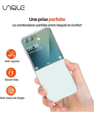 For Samsung Galaxy Z Flip 7 Case - Ultra-Thin Transparent Hard PC and Soft TPU Cover - with Shockproof Bumper and Anti-Scratch Back - Metal Connector Folding Convenient - Clear - view 5