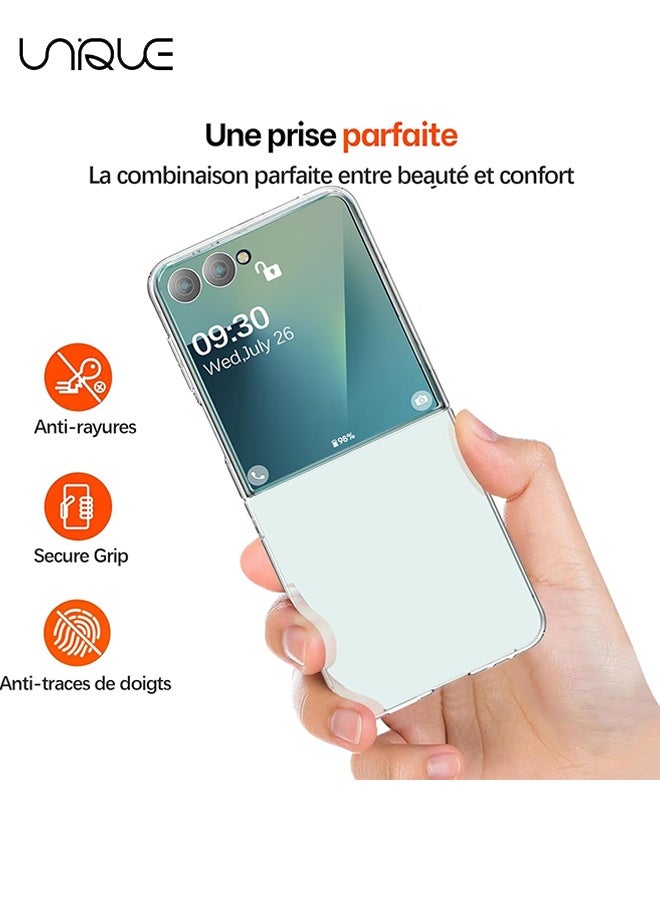 يونيك جراب سامسونج جالاكسي زد فليب 7 - كمبيوتر صلب شفاف فائق النحافة وغطاء ناعم من مادة البولي يوريثان - مع مصد مقاوم للصدمات وظهر مضاد للخدش - موصل معدني قابل للطي مريح - شفاف - Image 5