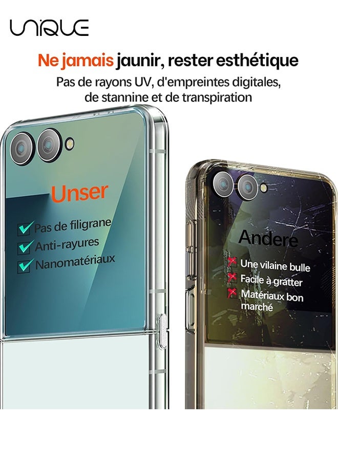 يونيك جراب سامسونج جالاكسي زد فليب 7 - كمبيوتر صلب شفاف فائق النحافة وغطاء ناعم من مادة البولي يوريثان - مع مصد مقاوم للصدمات وظهر مضاد للخدش - موصل معدني قابل للطي مريح - شفاف - Image 4