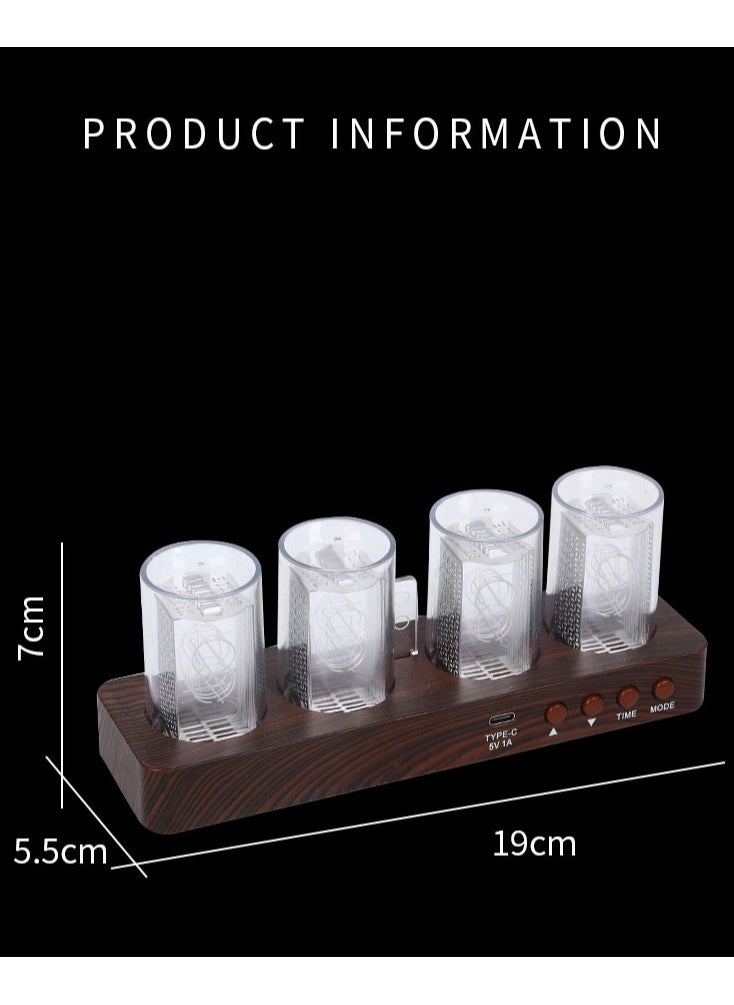 Beauenty - Dazzling Colour RGB Light Tube Digital Clock Game Room Desktop Decoration DIY Electronic Alarm Clock Seat Clock - Image 1