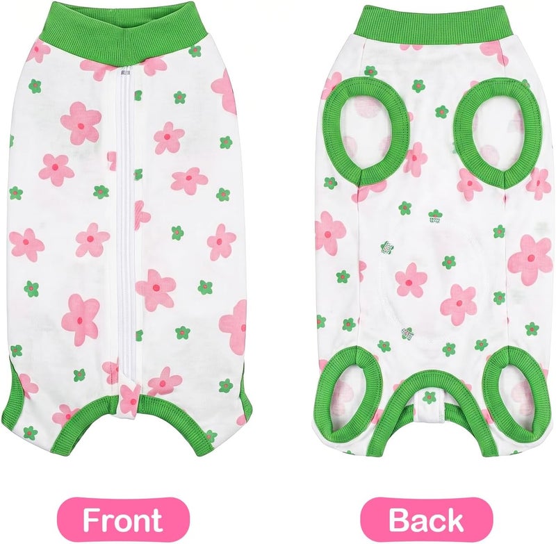 Coppthinktu Green Flower X-Large Dog Surgery Recovery Suit for Dogs After Surgery, Dog Onesie Bodysuit Neuter Spay Puppy Suits, Male Female Post-Op Surgery Clothes Wounds E-Collar Cone Alternative Anti Licking - Image 5