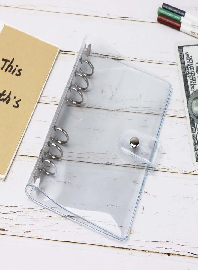 XiowDow Clear A6 Binder with Inner Pockets Plastic Clear PVC Notebook Cover 20mm Diameter Silver Round Rings Budget Binder Journal Folder Organizer for Planner Inserts Paper Refills - Image 2