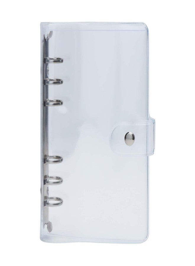 XiowDow Clear A6 Binder with Inner Pockets Plastic Clear PVC Notebook Cover 20mm Diameter Silver Round Rings Budget Binder Journal Folder Organizer for Planner Inserts Paper Refills - Image 1
