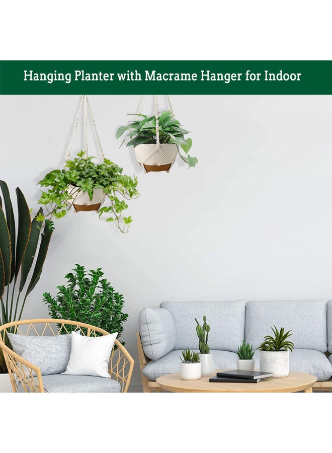 Koalaime Koalaime Hanging Planter Self Watering 10 Inch, 2 Pack Indoor Outdoor Hanging Baskets, Hanging Flower Pots with Drainage Hole & 2 Kinds of Plant Hangers for Garden Home Decor(Cream)  - Image 4