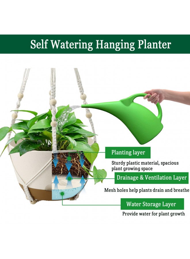 Koalaime Koalaime Hanging Planter Self Watering 10 Inch, 2 Pack Indoor Outdoor Hanging Baskets, Hanging Flower Pots with Drainage Hole & 2 Kinds of Plant Hangers for Garden Home Decor(Cream)  - Image 2