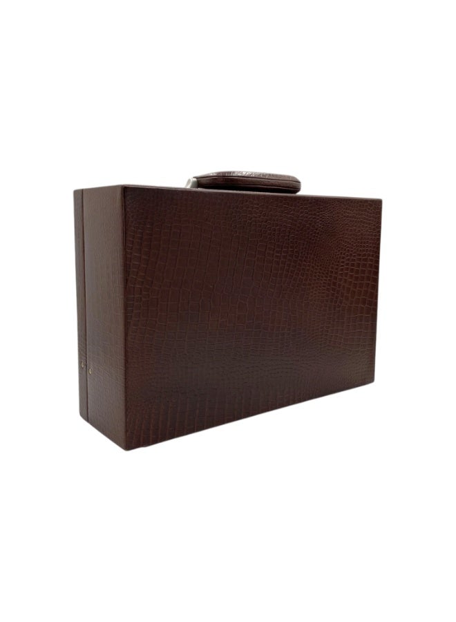 LAVERI LEATHER Briefcase Leather Business Bag Expanding Executive Case D.Brown Croco - Image 4