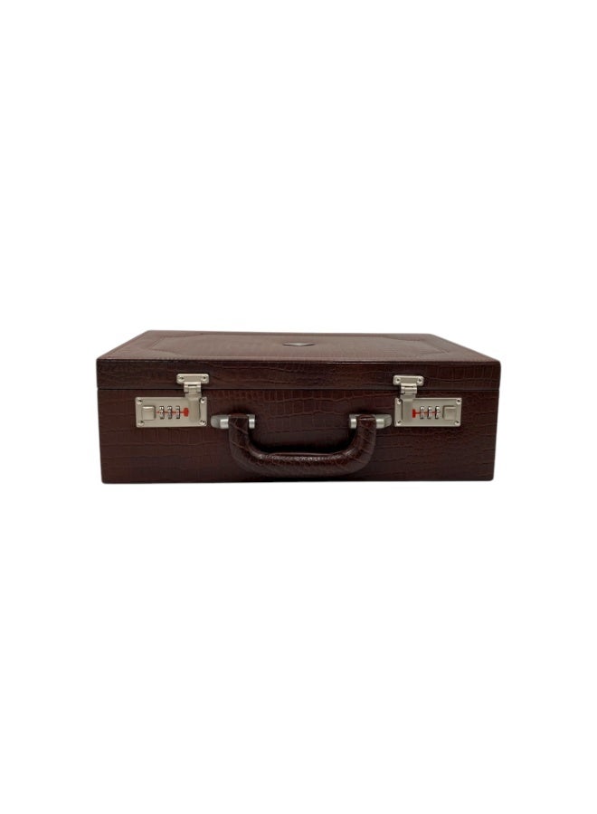 LAVERI LEATHER Briefcase Leather Business Bag Expanding Executive Case D.Brown Croco - Image 3