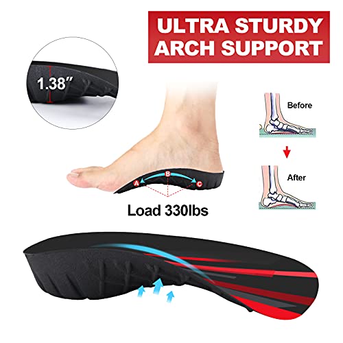 RooRuns 330 lbs Plantar Fasciitis 34 Length Insoles High Arch Support Orthotic Inserts for Women Men Flat Feet OverPronation Pain Relief for Walking Standing Running Heavy Duty Strong Support L - Image 5