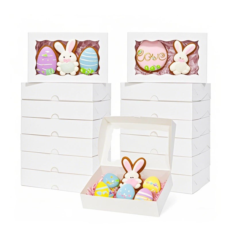 Rospaktek 20Pcs 7X4.3X2 Inch White Cookies Boxes With Window Chocolate Truffle Boxes Chocolate Covered Strawberries Boxes Cakesickle Boxes Treat Boxes Gift Bakery Boxes For Christmas Valentine'S - Image 1