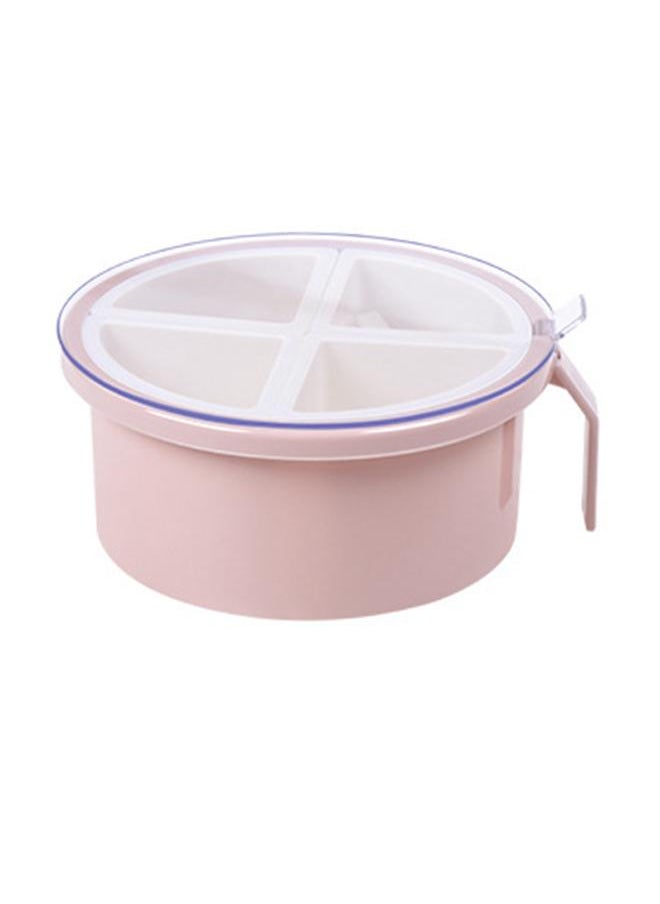 Thoraya Round 4 Grid Seasoning Box Plastic 4 Compartment Condiment Box Kitchen Seasoning Storage Container Dusty Pink  - Image 1
