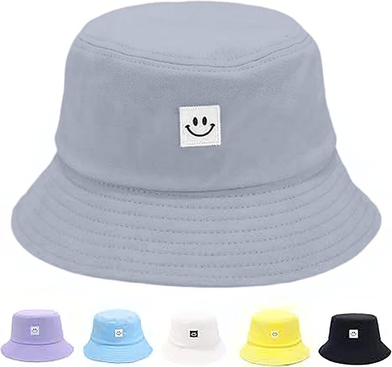 AJG Kids Sun Hat Smile Face Bucket Hat for Girls Boys Summer Sun Protection Cotton Unisex Beach Cap - Image 1