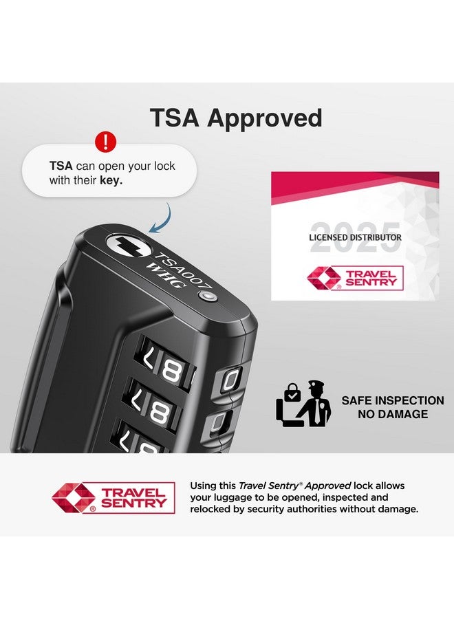 Puroma 2 Pack TSA Approved Luggage Locks, 4 Digit Combination Travel Locks Resettable Code Lock with Zinc Alloy Body for Suitcase, Toolbox, Backpack, Bag, Gym Locker (Black) - Image 1