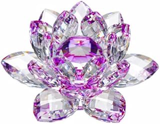 Amlong Crystal Amlong Crystal Hue Reflection Crystal Lotus Flower with Gift Box, Purple, 5 Inch  - Image 1