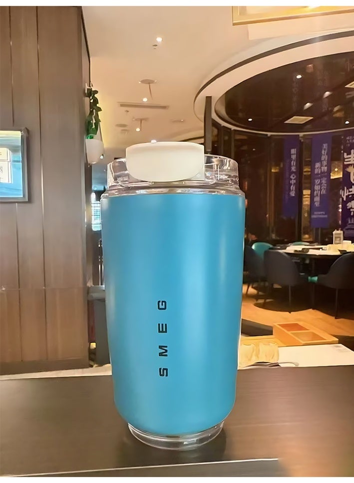 سميج كوب قهوة للسفر من Smeg، سعة ‎350 مل، كوب مشروبات معزول بغطاء مانع للتسرب، حافظ للحرارة طويل الأمد مع غطاء، ترمس قهوة للسفر (أزرق) - Image 5