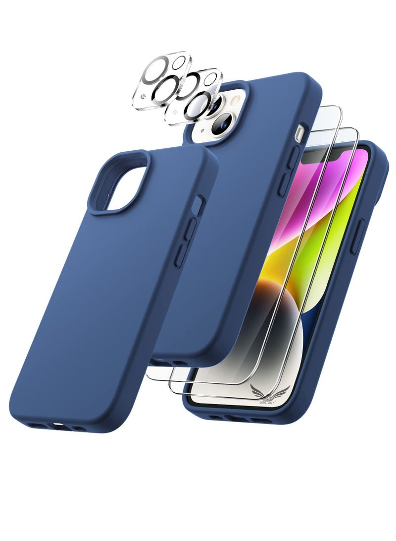 BORTONY iPhone 14 Cover with 2-Pack Screen Protector and 2-Pack Camera Lens Protector Liquid Silicone Shockproof Drop Protection Case 6.1 inch - Image 1