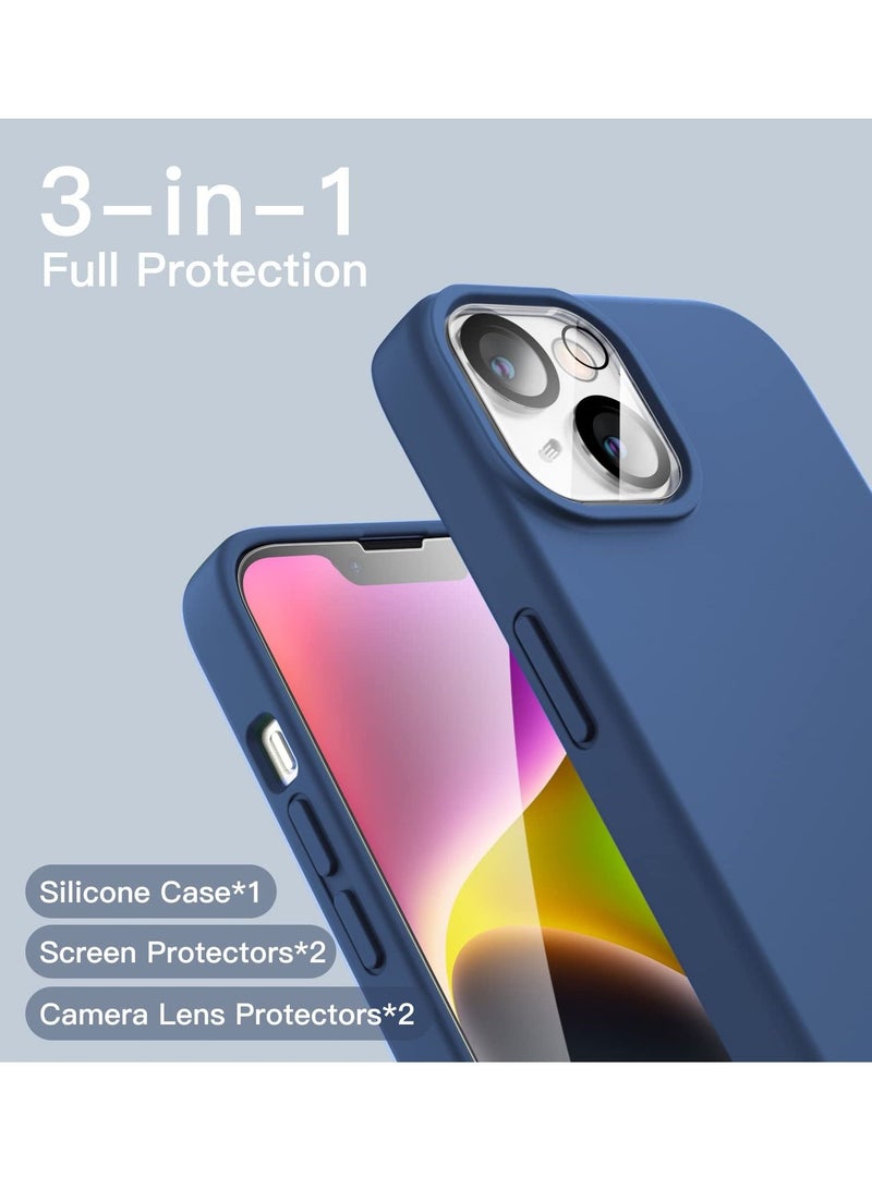 BORTONY iPhone 14 Cover with 2-Pack Screen Protector and 2-Pack Camera Lens Protector Liquid Silicone Shockproof Drop Protection Case 6.1 inch - Image 2