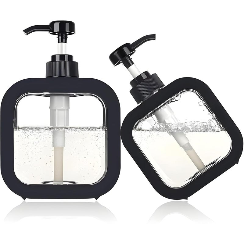 HARDIJ Multipurpose Liquid Soap Refillable Plastic Dispenser Hand Wash, Dish Wash, Shampoo, Conditioner, Shower Gel Lotion for Bathroom and Kitchen 300ml (Black - Pack of 1) - Image 1