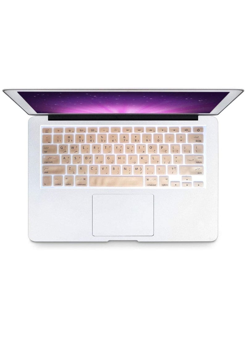أمم غطاء لوحة مفاتيح عربي / إنجليزي بتصميم أمريكي لجهاز MacBook Air / Pro / Retina 13/15/17 2015 أو إصدار أقدم وواقي iMac أقدم ذهبي - Image 3