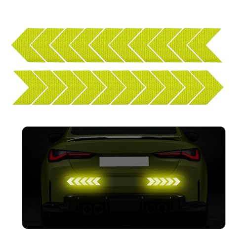Sylvil 20 PCS Car Arrow Reflective Stickers Waterproof Safety Warning Sign Reflective Decal High Night Visibility Reflector Tape for Auto Trunk Rear Bumper Body Car Accessories Fluorescent Yellow - Image 1