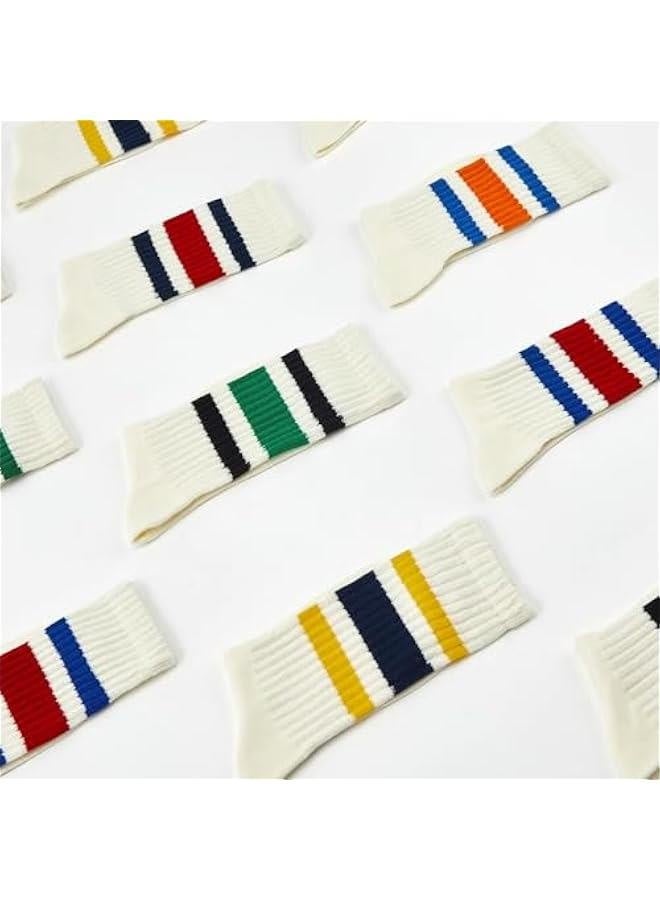 Womens Striped Socks Retro Crew Socks Women Slouchy Athletic Calf Tube Socks - Image 3